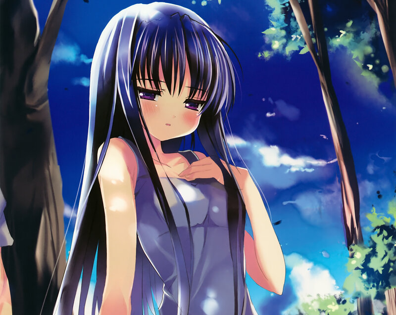 Anime Girl with Long Hair — Blue, Calm, Night
