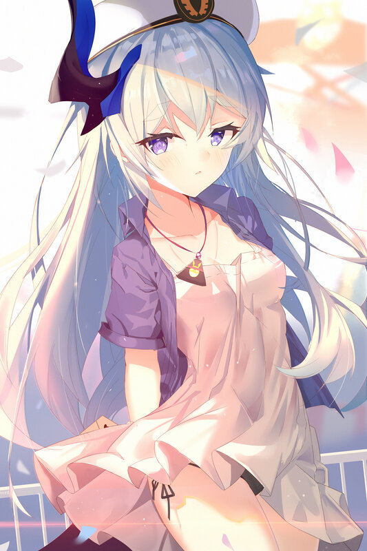 Anime Girl with Long Hair — Blue, Calm, Sunset