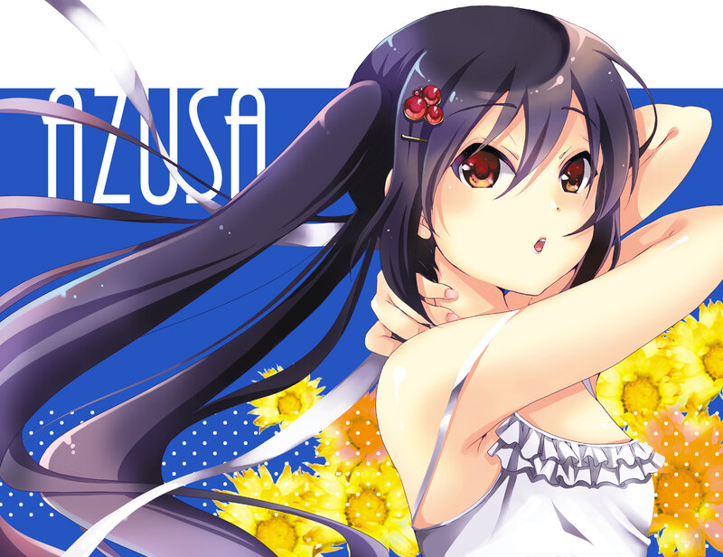 Anime Girl with Long Hair — Blue, Cheerful, Summer