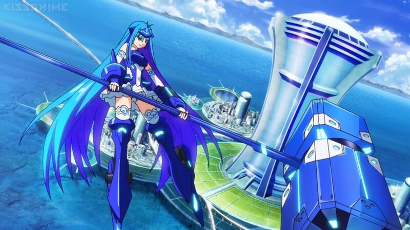 Anime Girl with Long Hair — Blue, Dramatic, Afternoon, Spear