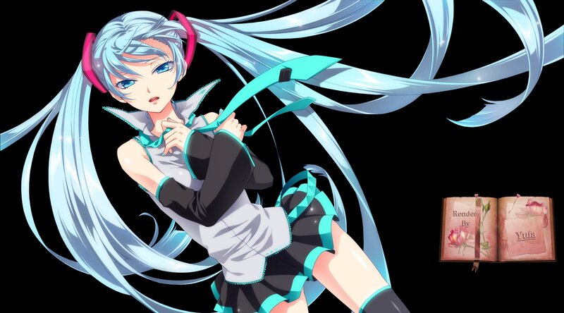 Anime Girl with Long Hair — Blue, Dramatic, Digital Art, Book