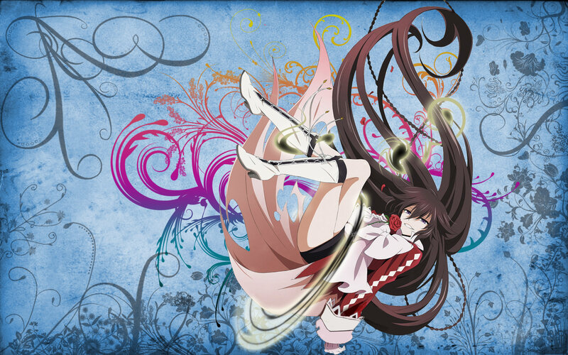 Anime Girl with Long Hair — Blue, Dramatic, Digital Art, Rose