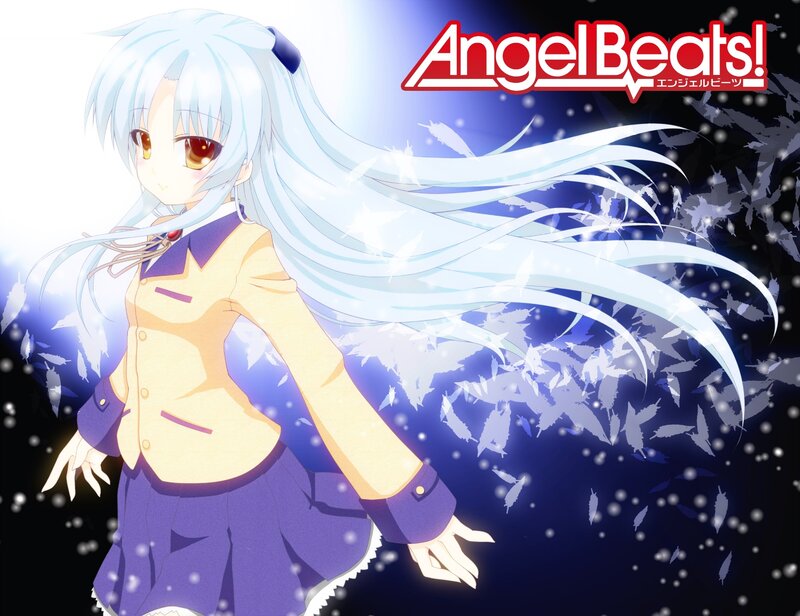 Anime Girl with Long Hair — Blue, Dramatic, Feathers