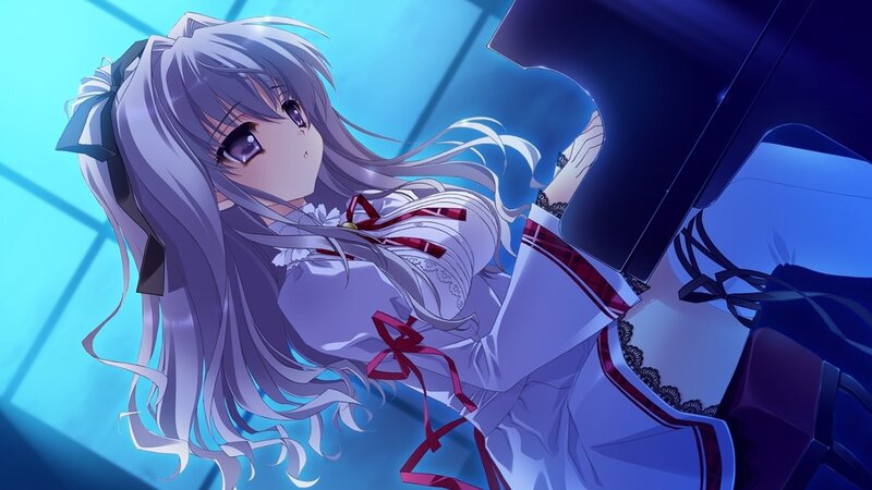 Anime Girl with Long Hair — Blue, Dramatic, Long Silver Hair
