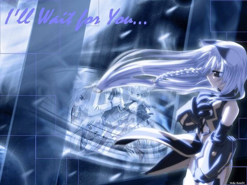 Anime Girl with Long Hair — Blue, Dramatic, Long White Hair