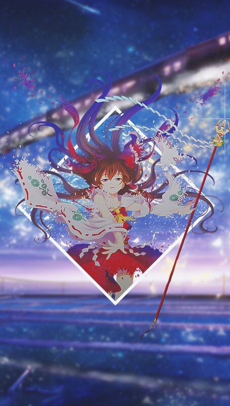 Anime Girl with Long Hair — Blue, Dramatic, Night, Digital Art, Kite