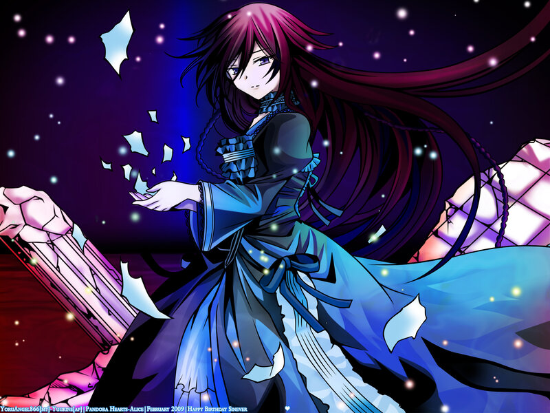 Anime Girl with Long Hair — Blue, Dramatic, Night, Long Hair, Dress