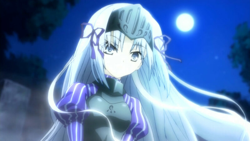 Anime Girl with Long Hair — Blue, Dramatic, Night, Moon, Night Sky