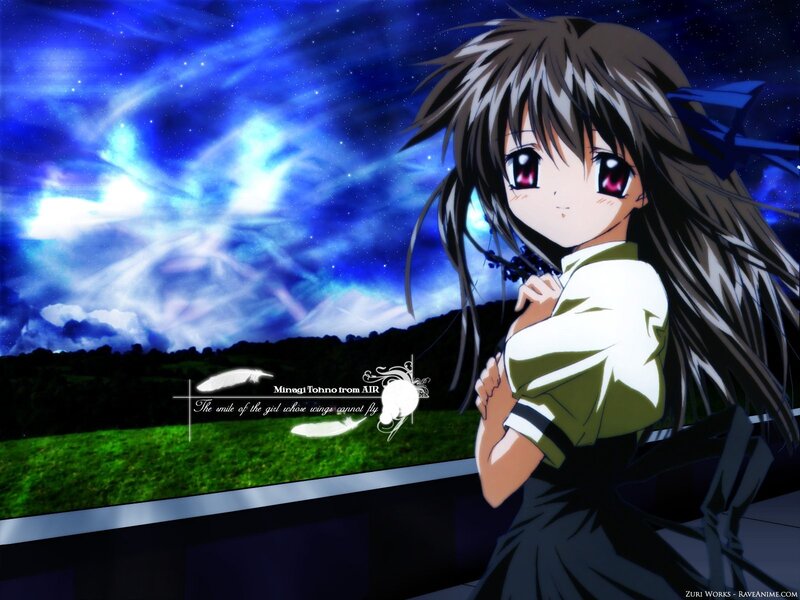 Anime Girl with Long Hair — Blue, Dramatic, Night, Night Sky, Grass Field