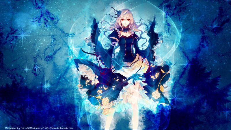 Anime Girl with Long Hair — Blue, Dramatic, Night