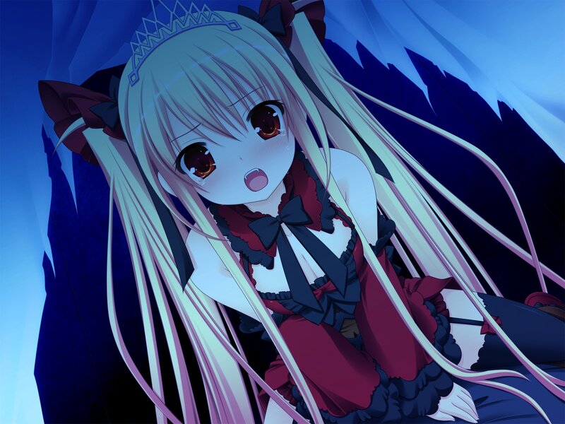 Anime Girl with Long Hair — Blue, Dramatic, Night, Twin Tails