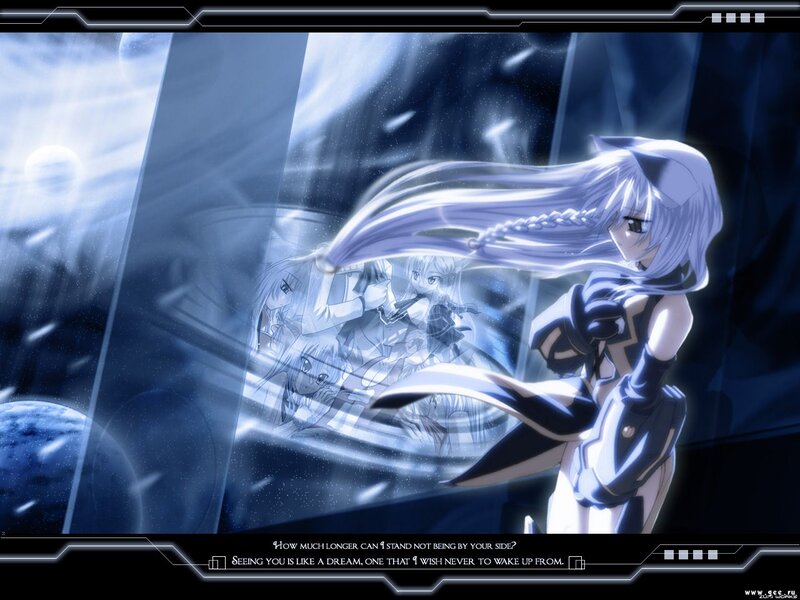 Anime Girl with Long Hair — Blue, Dramatic, Space