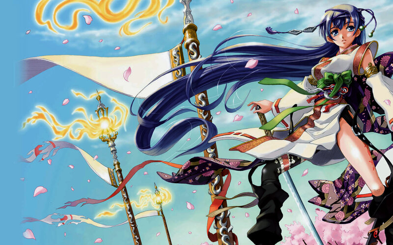 Anime Girl with Long Hair — Blue, Dramatic, Spring