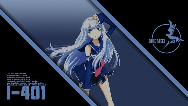 Anime Girl with Long Hair — Blue, Dramatic, Submarine, Logo
