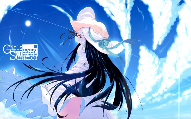 Anime Girl with Long Hair — Blue, Dramatic, Summer
