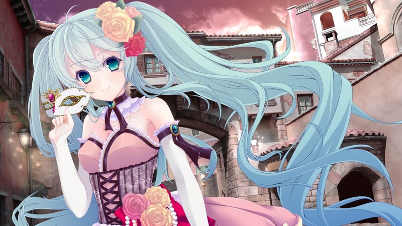 Anime Girl with Long Hair — Blue, Dramatic, Sunset, Digital Art