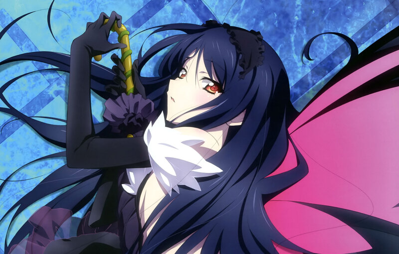 Anime Girl with Long Hair — Blue, Dramatic, Sword