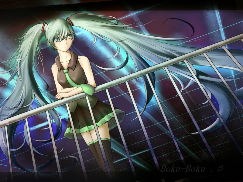 Anime Girl with Long Hair — Blue, Dramatic