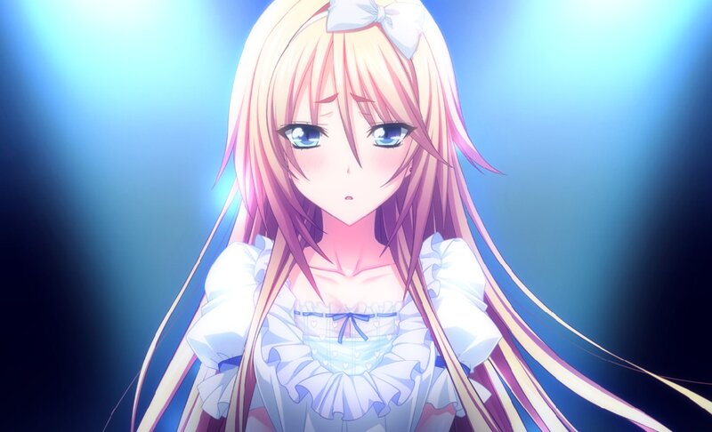 Anime Girl with Long Hair — Blue, Dramatic, White Dress