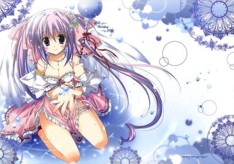 Anime Girl with Long Hair — Blue, Dreamy, Balloon