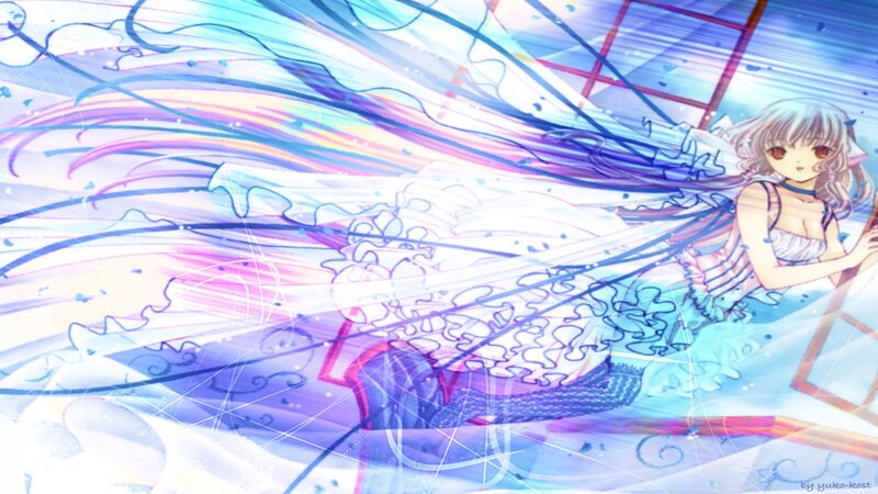 Anime Girl with Long Hair — Blue, Dreamy, Long Hair