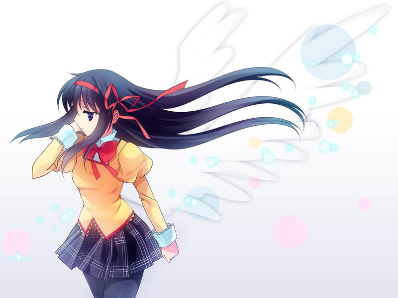 Anime Girl with Long Hair — Blue, Dreamy, School Uniform