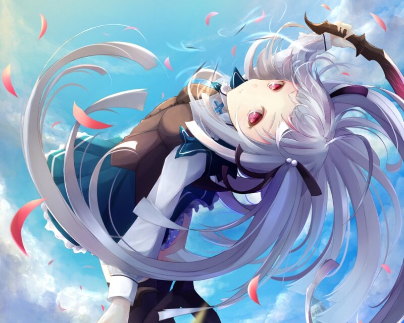 Anime Girl with Long Hair — Blue, Dynamic, Afternoon, Digital Art