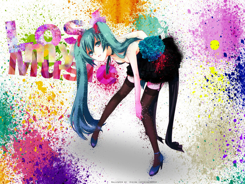 Anime Girl with Long Hair — Blue, Dynamic, Colorful