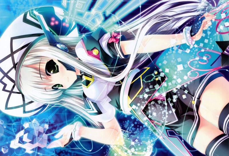 Anime Girl with Long Hair — Blue, Dynamic, Long White Hair