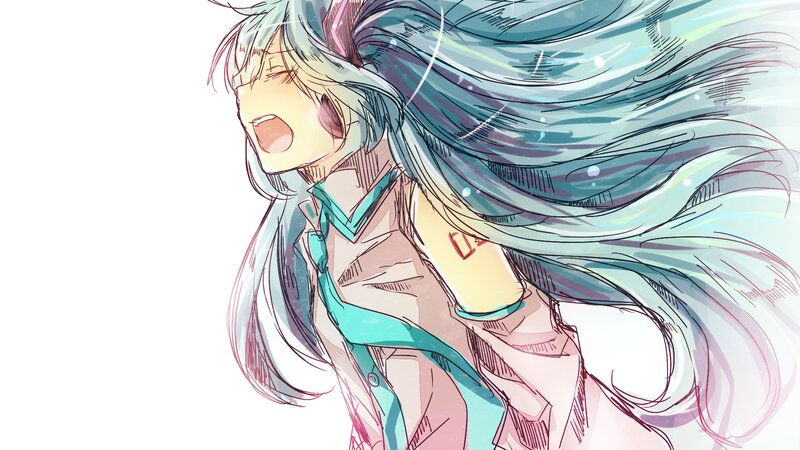 Anime Girl with Long Hair — Blue, Dynamic, Manga