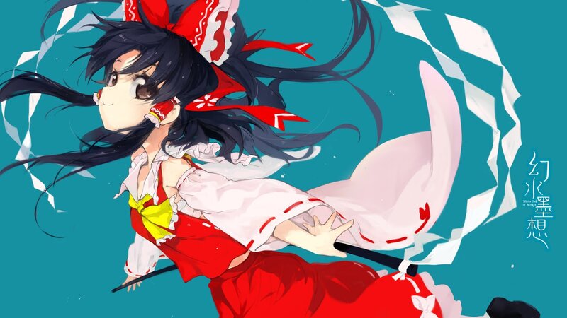 Anime Girl with Long Hair — Blue, Dynamic, Red Ribbon