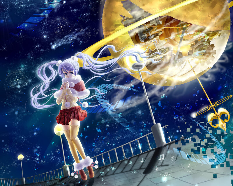 Anime Girl with Long Hair — Blue, Fantastical