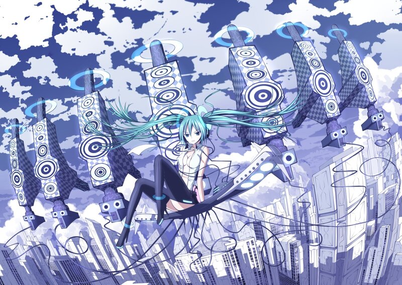Anime Girl with Long Hair — Blue, Futuristic