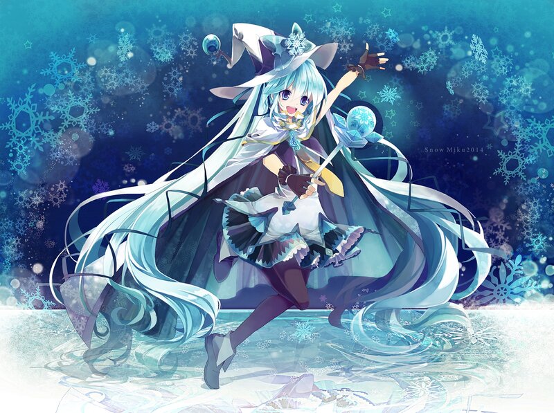 Anime Girl with Long Hair — Blue, Magical, Winter