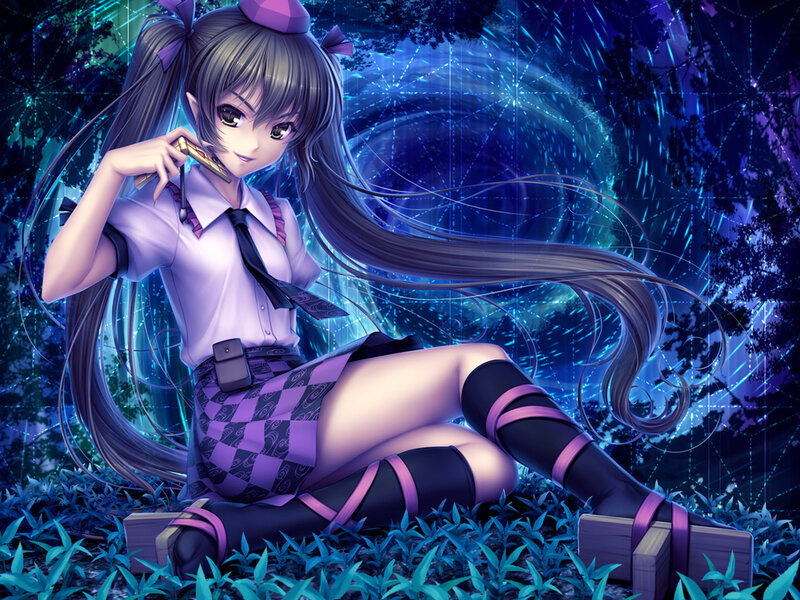 Anime Girl with Long Hair — Blue, Mystical
