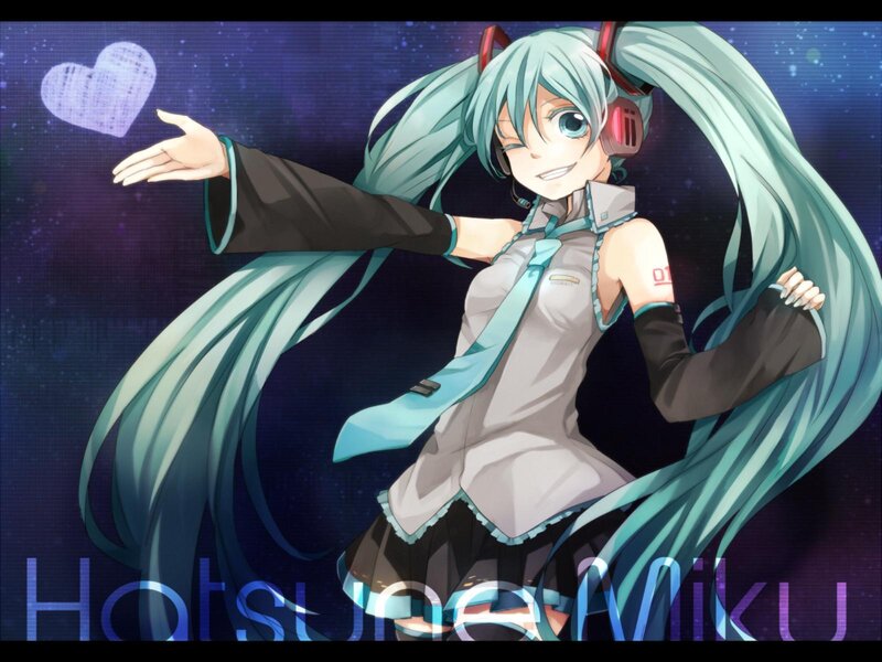 Anime Girl with Long Hair — Blue, Playful