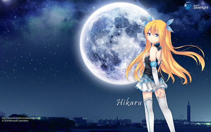 Anime Girl with Long Hair — Blue, Serene, Calm