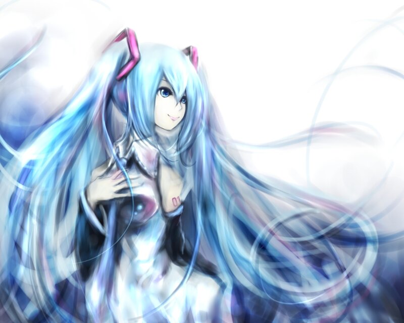 Anime Girl with Long Hair — Blue, Serene, Digital Art, Long Hair, Cat Ears