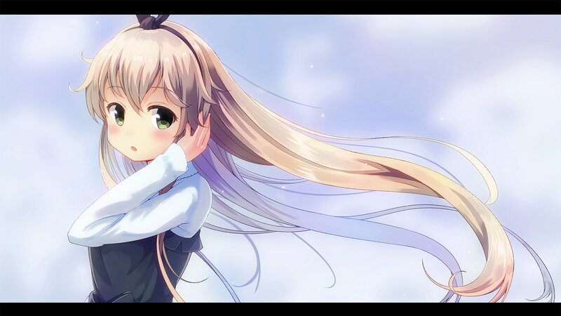 Anime Girl with Long Hair — Blue, Serene, Long Hair, Green Eyes