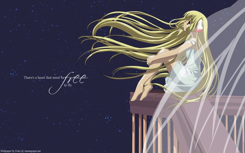 Anime Girl with Long Hair — Blue, Serene, Night, Night Sky