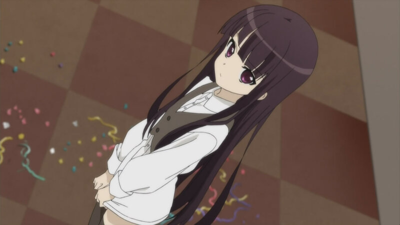 Anime Girl with Long Hair — Brown, Calm, Confetti
