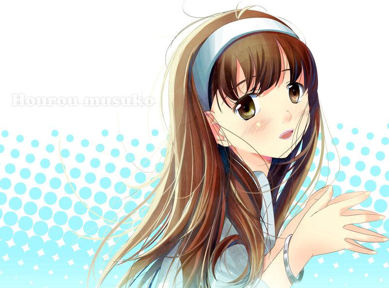 Anime Girl with Long Hair — Brown, Calm, Headband