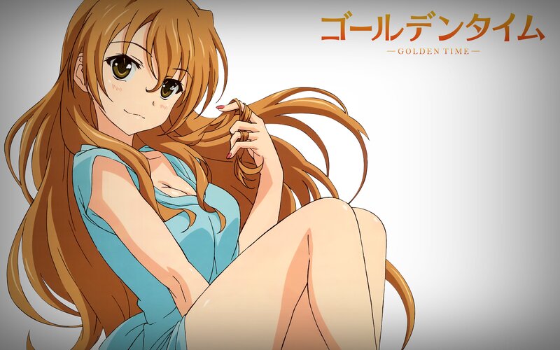 Anime Girl with Long Hair — Brown, Calm, Text