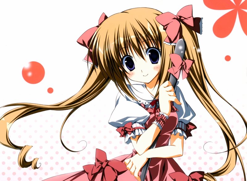 Anime Girl with Long Hair — Brown, Cheerful