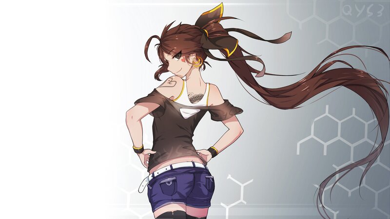 Anime Girl with Long Hair — Brown, Confident, Digital Art