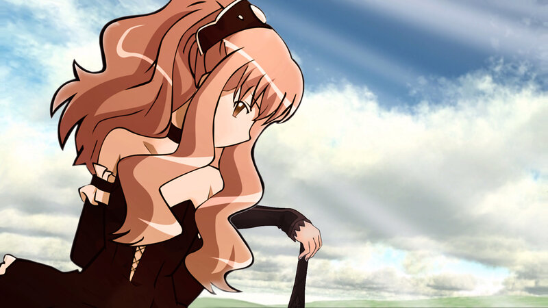 Anime Girl with Long Hair — Brown, Dramatic, Afternoon, Sky