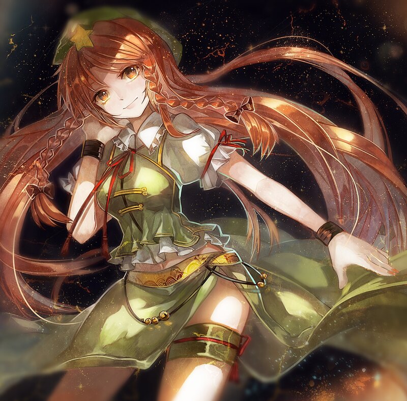 Anime Girl with Long Hair — Brown, Dreamy, Night