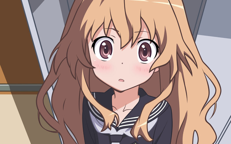 Anime Girl with Long Hair — Brown, Innocent, School Uniform