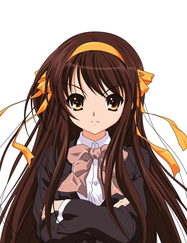 Anime Girl with Long Hair — Brown, Neutral, Headband