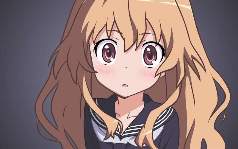 Anime Girl with Long Hair — Brown, Neutral, School Uniform, Blush